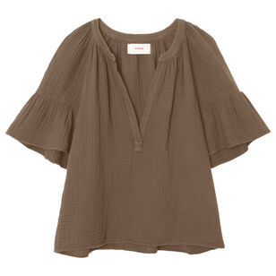Nia Short Sleeve Split Neck Top
