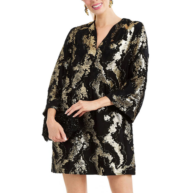 Ines Metallic Caftan Mini Dress image number null