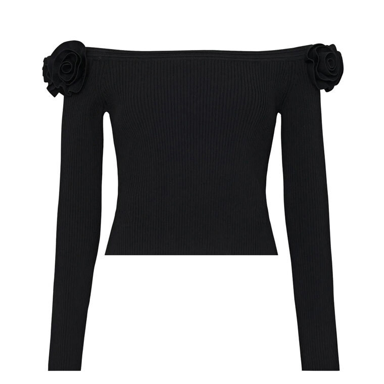 Kayla Off The Shoulder 3D Floral Knit Top image number null