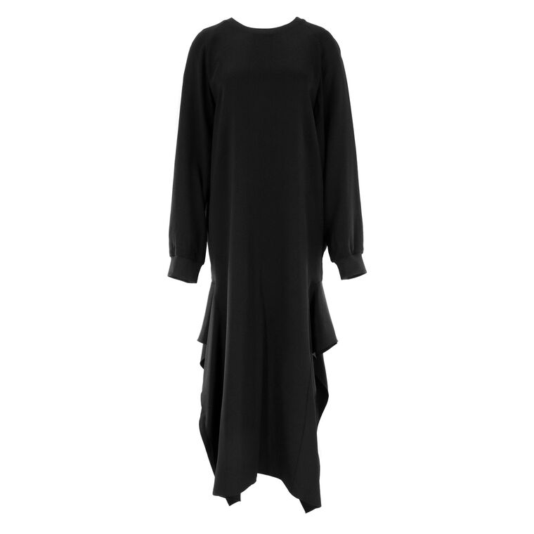 Silk Long Sleeve Dress with Ruffle Detail image number null