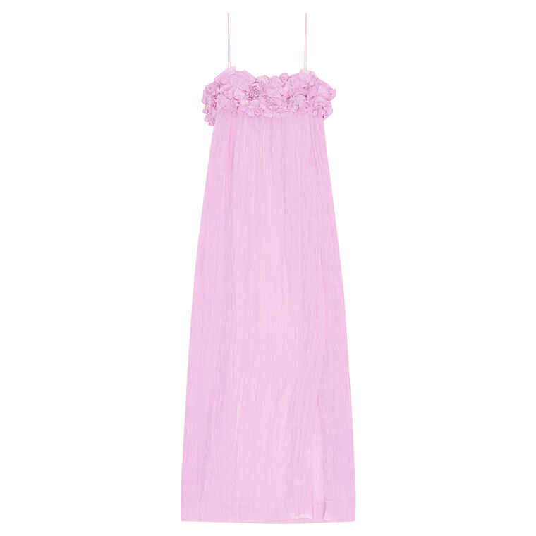 ganni pink shiny tech strap midi dress Ganni Shiny Tech Strap Midi Dress - Pink