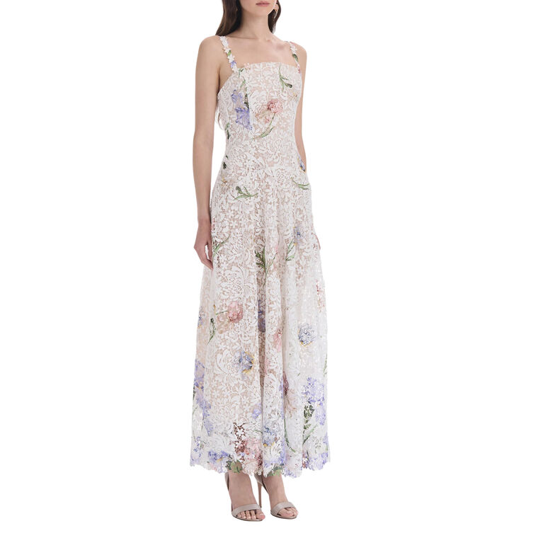 Sleeveless Large Iris Degrade Printed Lace Day Dress image number null