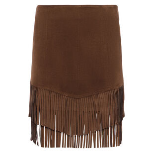 Lyle Vegan Suede Fringe Mini Skirt
