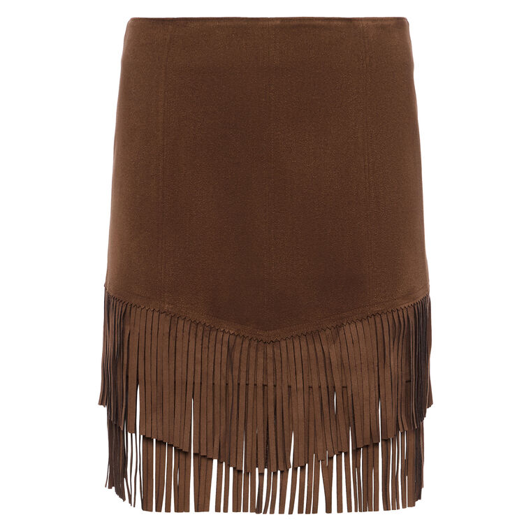Lyle Vegan Suede Fringe Mini Skirt image number null