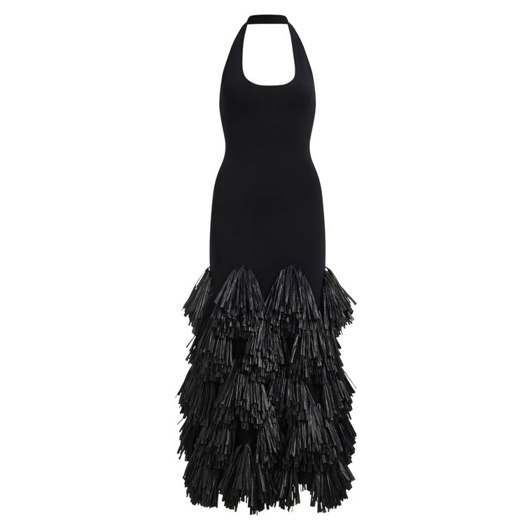 Elva Sleeveless Raffia Knit Midi Dress image number null
