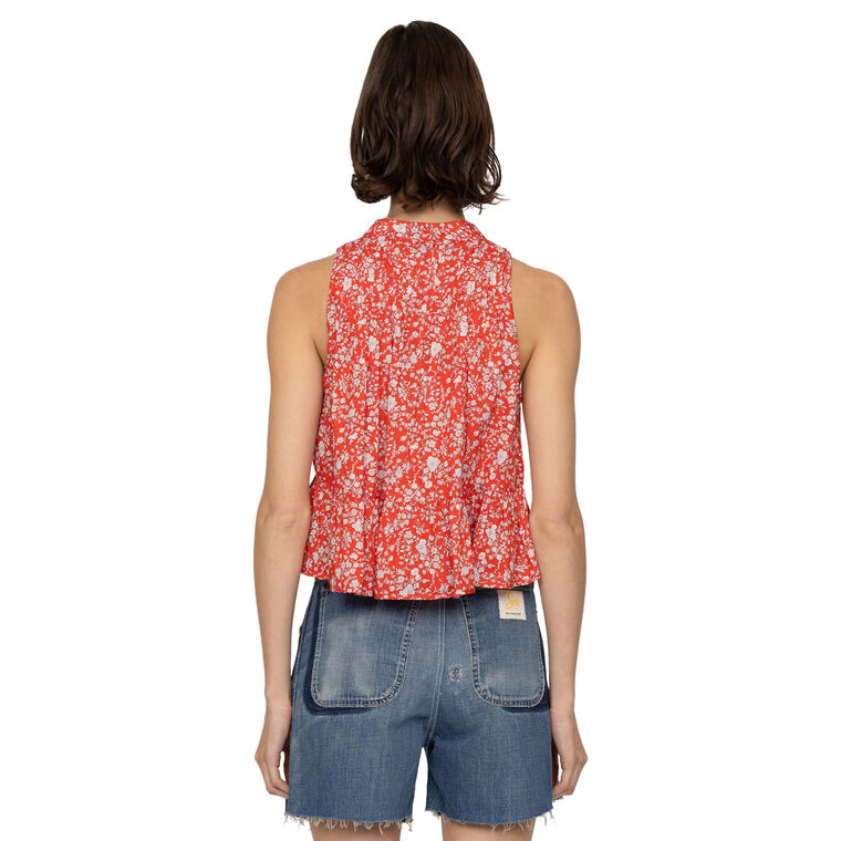 Lucille Liberty Floral Print Sleeveless Knot Top image number null