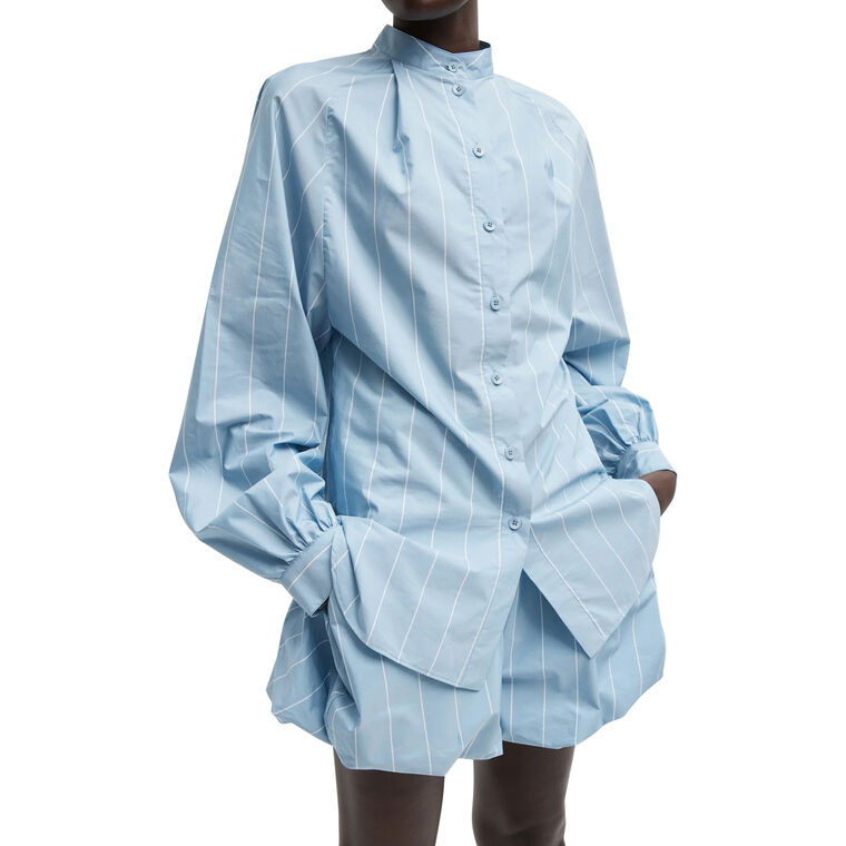 Striped Tech Poplin Raglan Tucked Shirt image number null