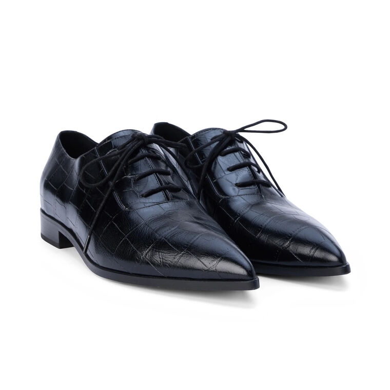 Elisa Pointed Toe Croc-Embossed Oxford image number null