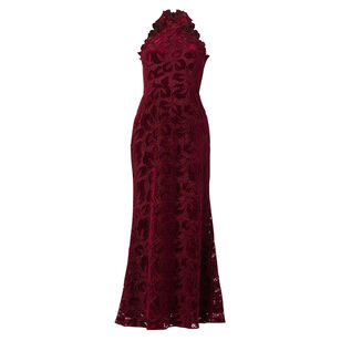 Vera Halterneck Velvet Lace Maxi Dress