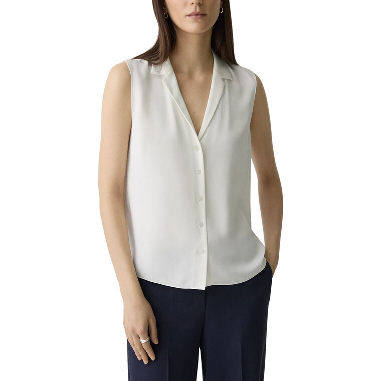 Camp Collar Sleeveless Blouse In Silk Georgette image number null