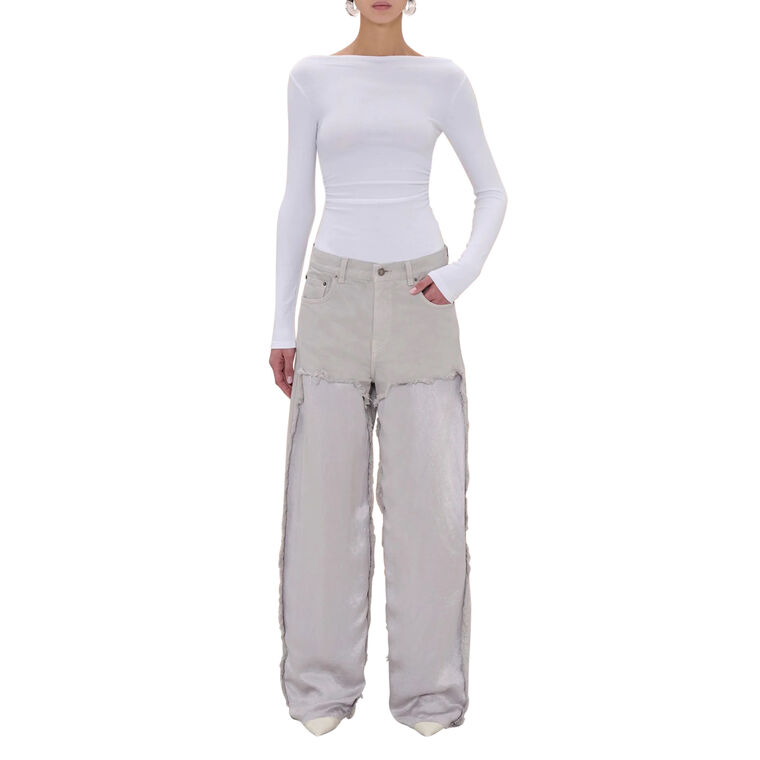 Bonnie Straight-Leg Satin Bull Denim Jeans image number null