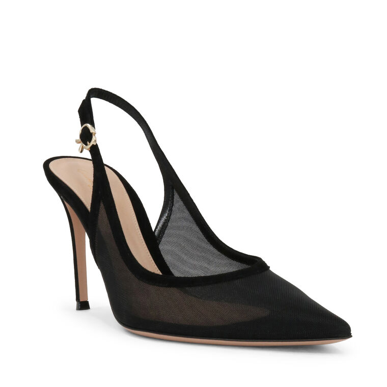 Suede Trim Organza 95mm Slingback Pumps image number null