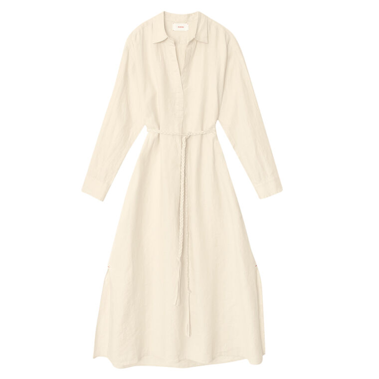 Hollie Long Sleeve Belted Linen Midi Dress image number null