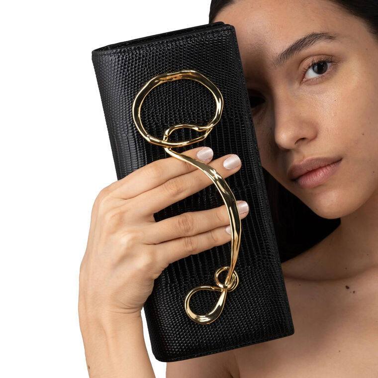 Twisted Gold Side Handle Clutch Purse image number null