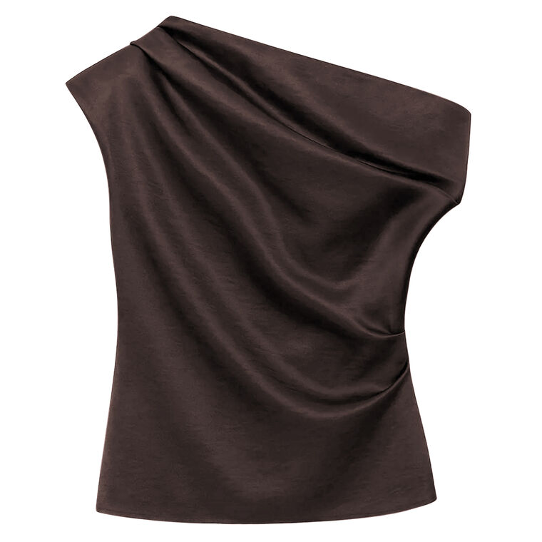Vivia Draped Taffeta Short Sleeve Top image number null