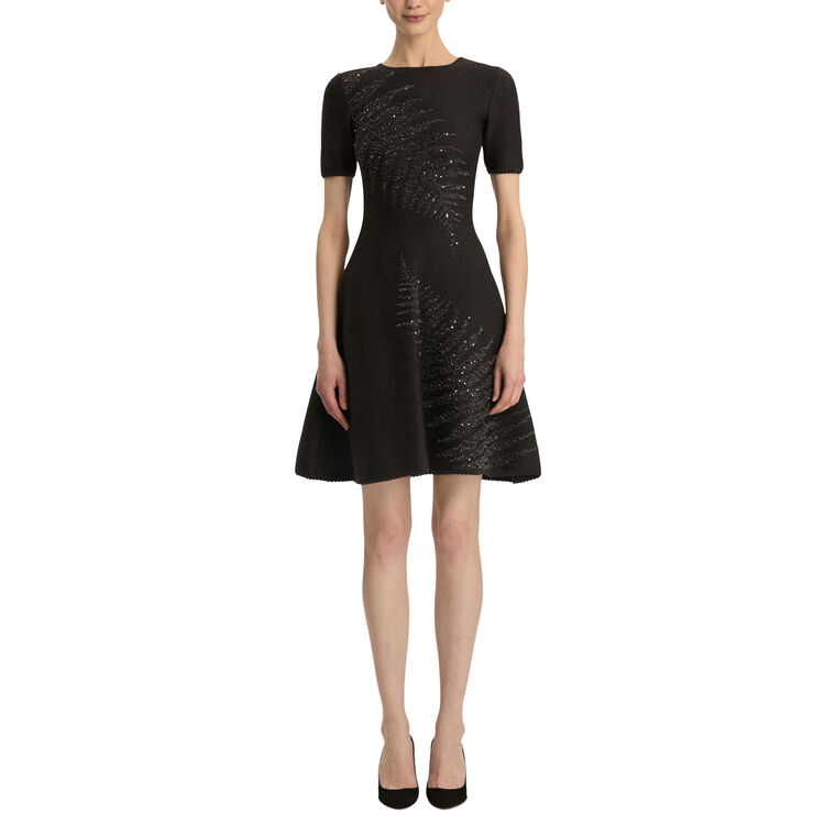 Fern Embroidered Short Sleeve Knit Mini Dress image number null