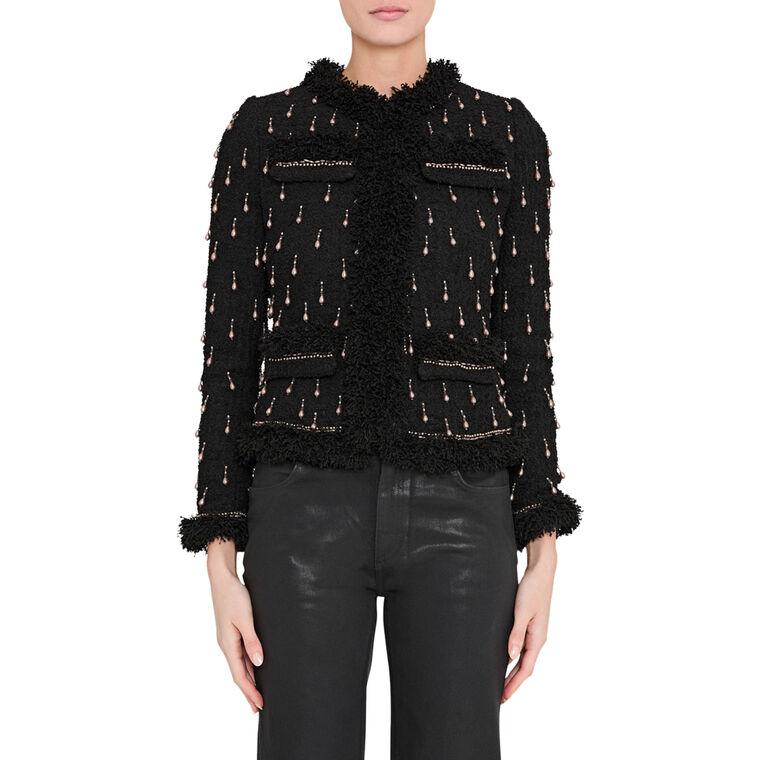 Hana Beaded Fringe-Trim Tweed Jacket image number null