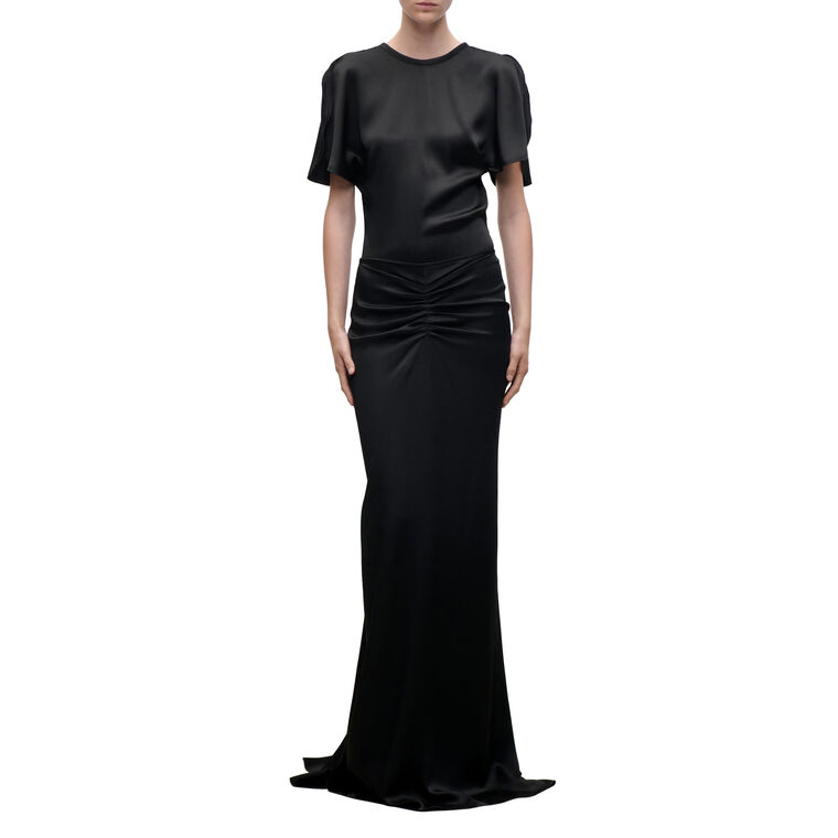 Isabella Crepe Back Satin Skirt image number null