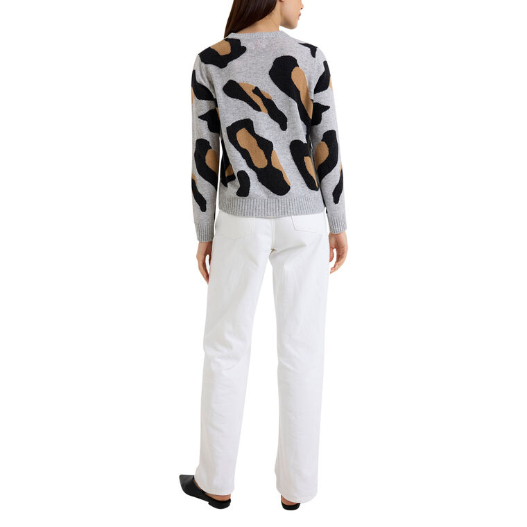 Abstract Leopard Cashmere Crewneck Sweater image number null