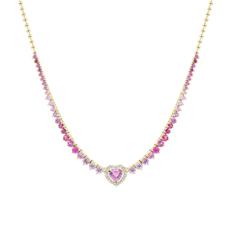 Eros Ombre Pink Sapphire and Diamond Necklace image number null