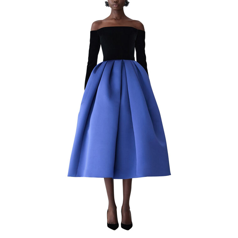 Off-The-Shoulder Combo Midi Dress image number null
