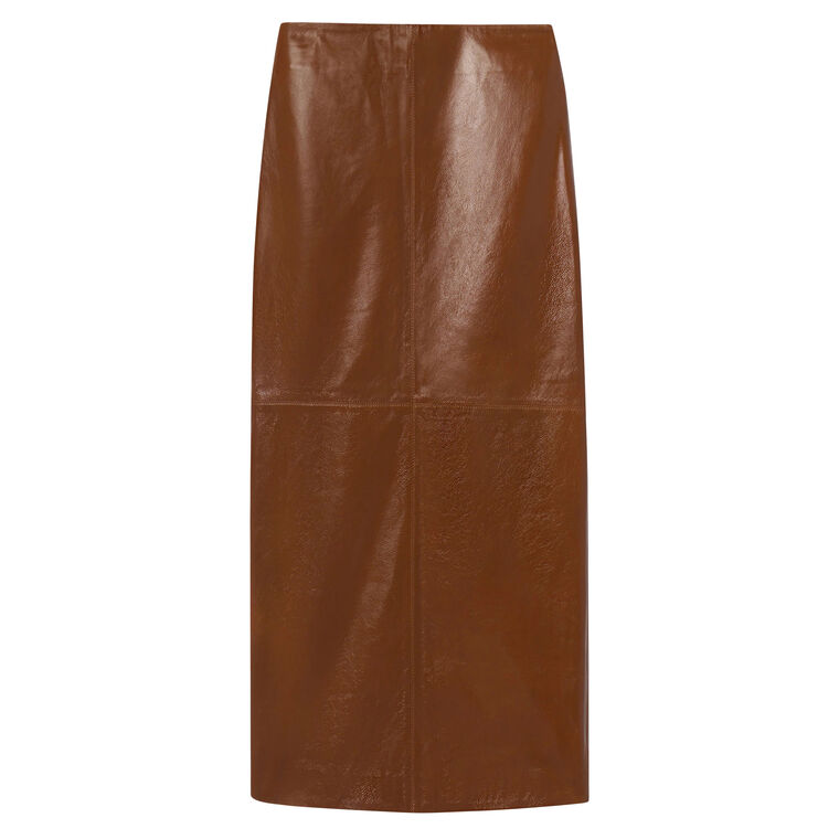 Marta Glossy Leather Midi Skirt image number null
