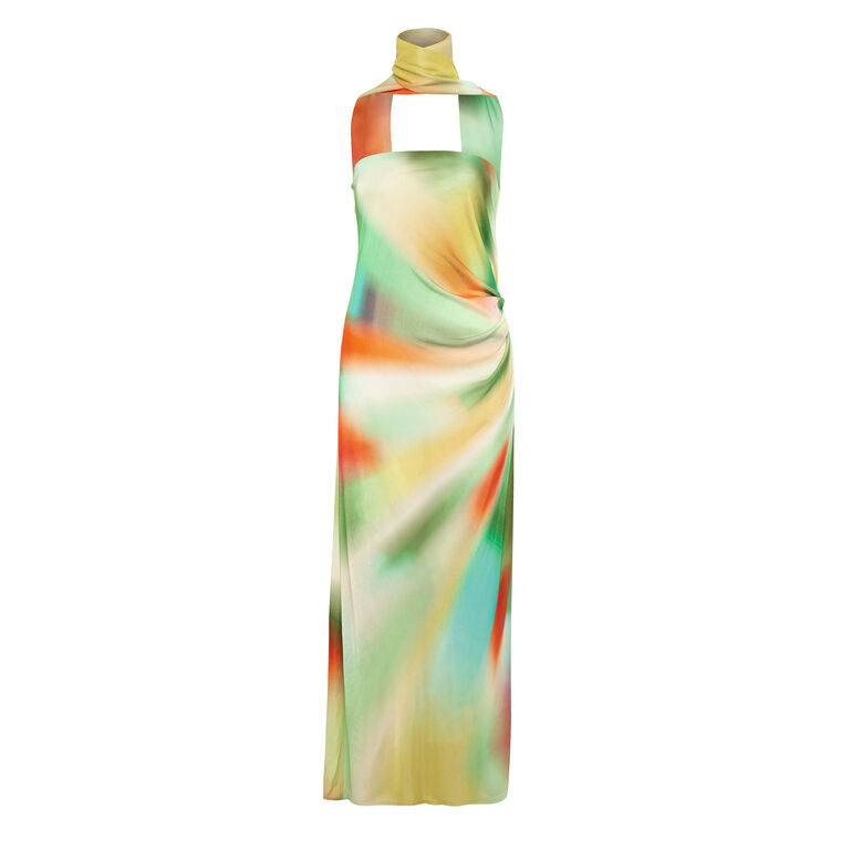 Misty Sun-Ray Printed Strapless Jersey Dress image number null