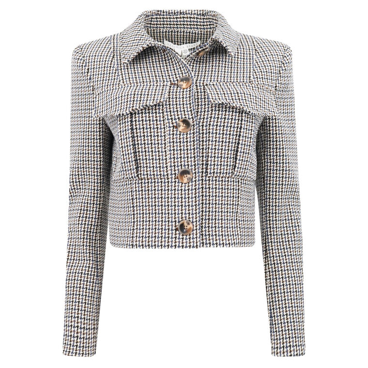 Fulham Houndstooth Cropped Jacket image number null