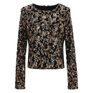 Kate Hybrid Long Sleeve Sequin Top