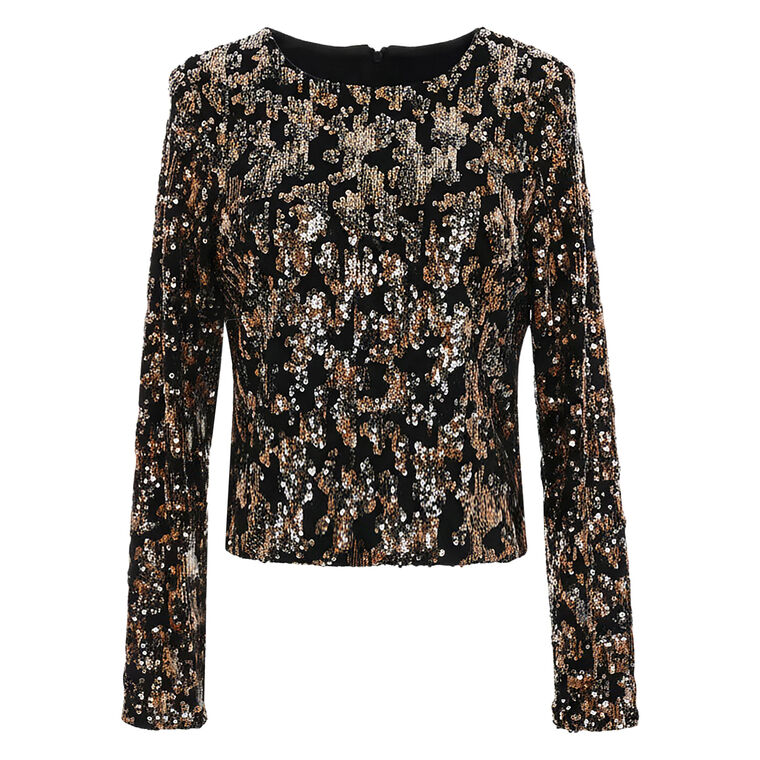Kate Hybrid Long Sleeve Sequin Top image number null