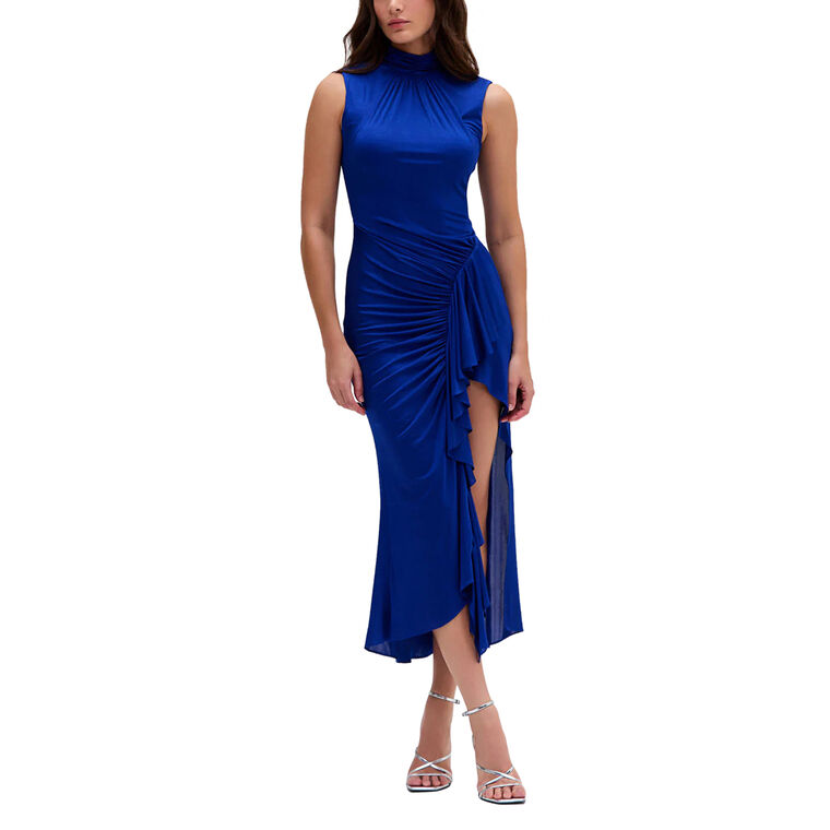 Metallic Jersey Sleeveless Midi Dress image number null