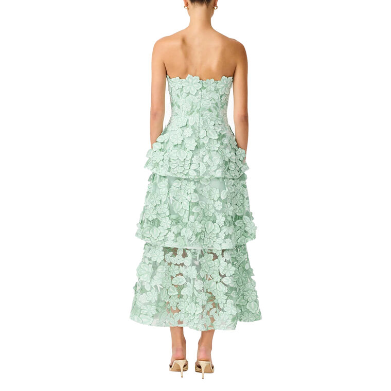 Roseate Strapless Tiered 3D Floral Lace Maxi Dress image number null
