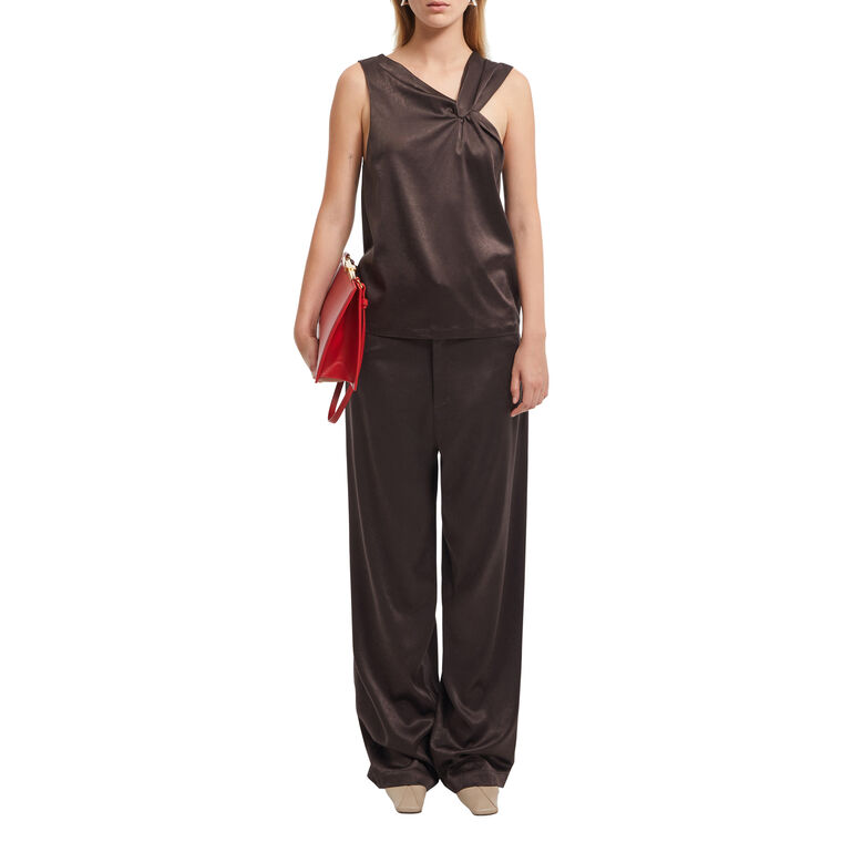 Astrid Sleeveless Draped Satin Top image number null