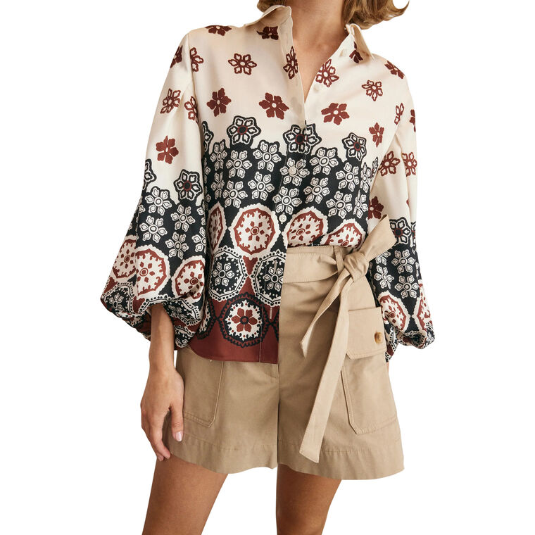 Marina Long Sleeve Collared Top image number null