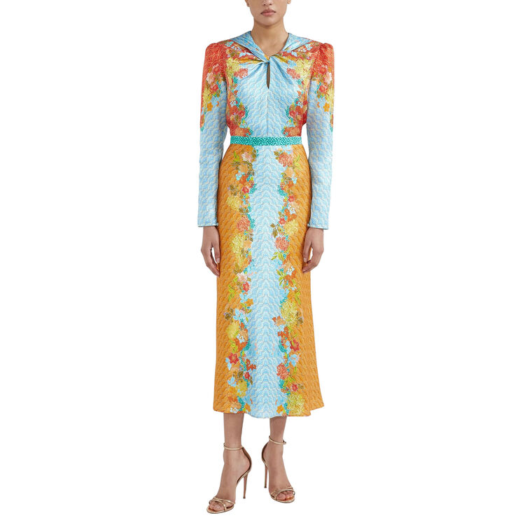 Claudia Long Sleeve Silk Midi Dress image number null