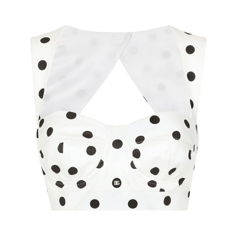 Cotton Polka Dot Corset Crop Top image number null