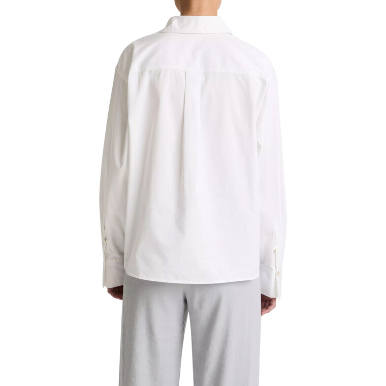 Cropped Long Sleeve Button-Front Shirt image number null