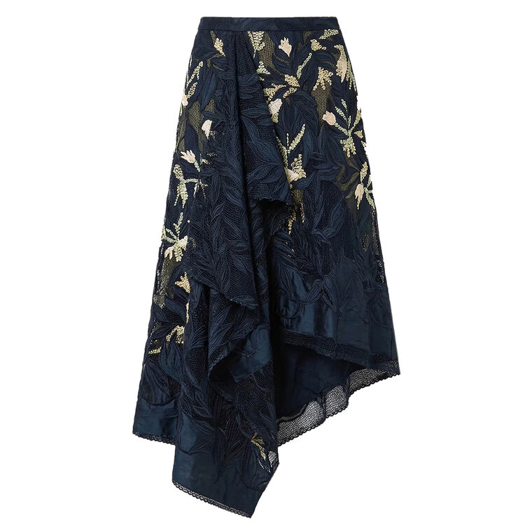 Twilight Draped Asymmetrical Midi Skirt image number null