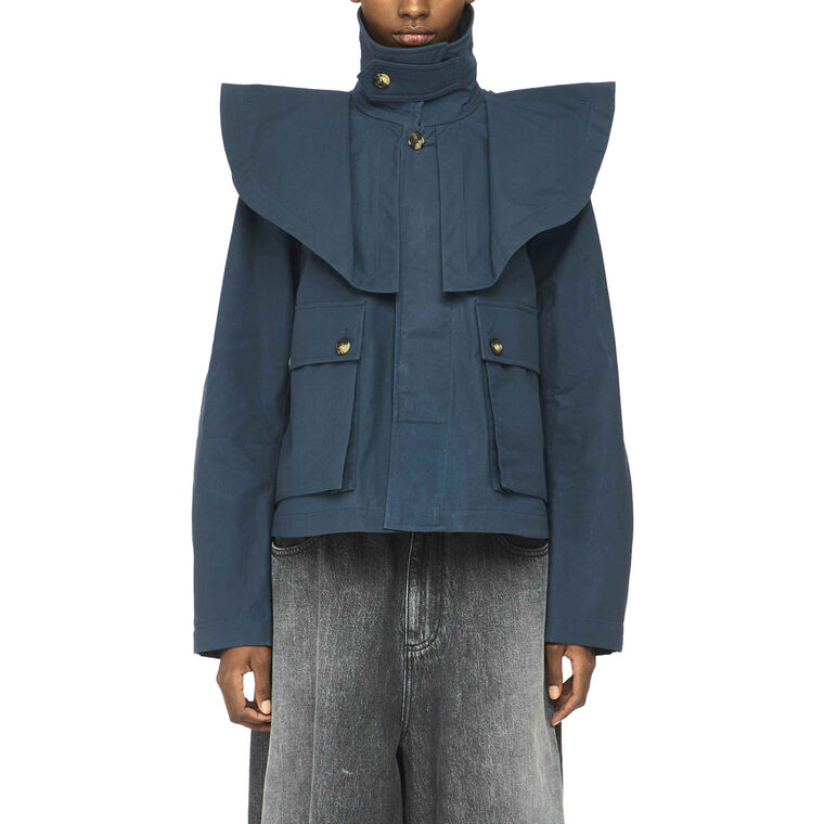 Oversized Collar Cropped Trench Jacket image number null