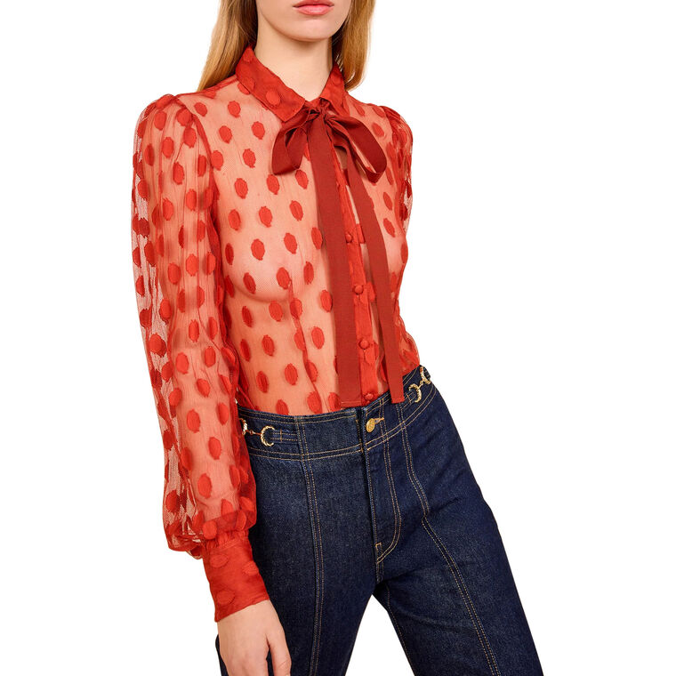 Soraya Lace Neck-Tie Blouse image number null