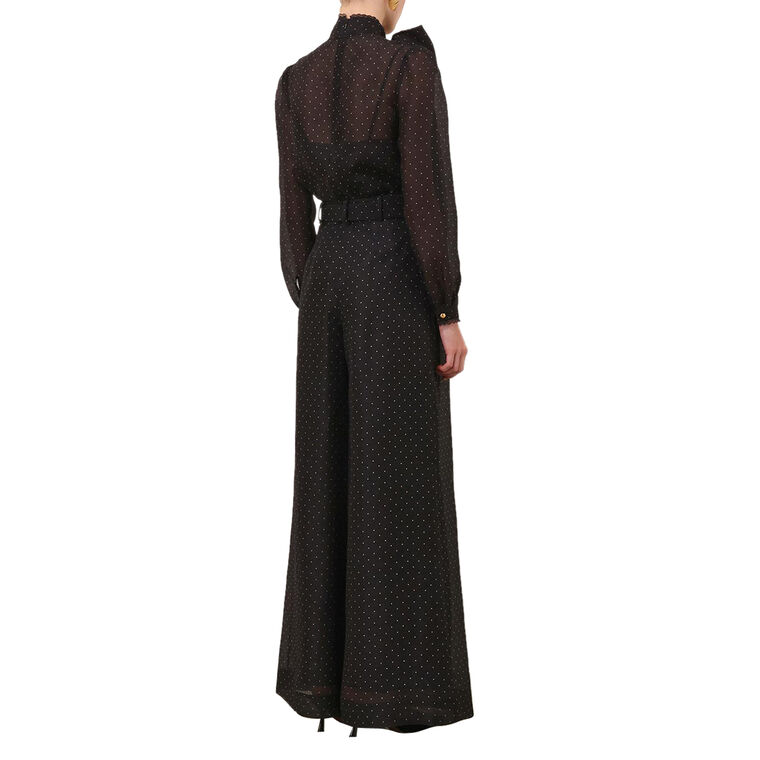 Dream Wide Leg Belted Polka Dot Pant image number null
