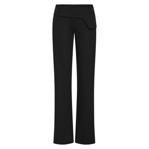 Mid-Rise Straight-Leg Belt Detail Pants