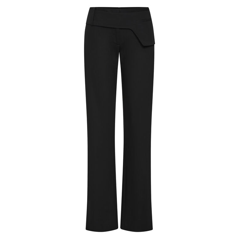 Mid-Rise Straight-Leg Belt Detail Pants image number null