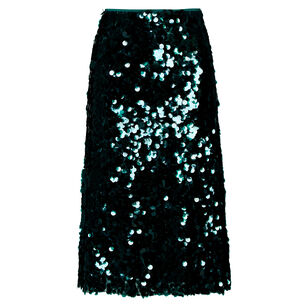 Lucite Paillettes Bias Midi Skirt