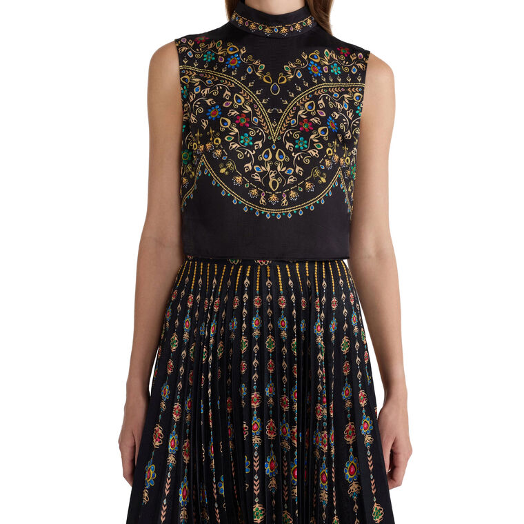 Ren Sleeveless Satin High Neck Top image number null