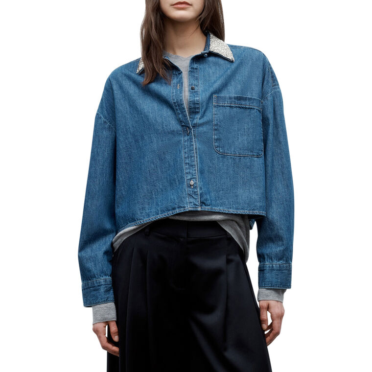 My Ex's Denim Shirt With Crystal Collar image number null