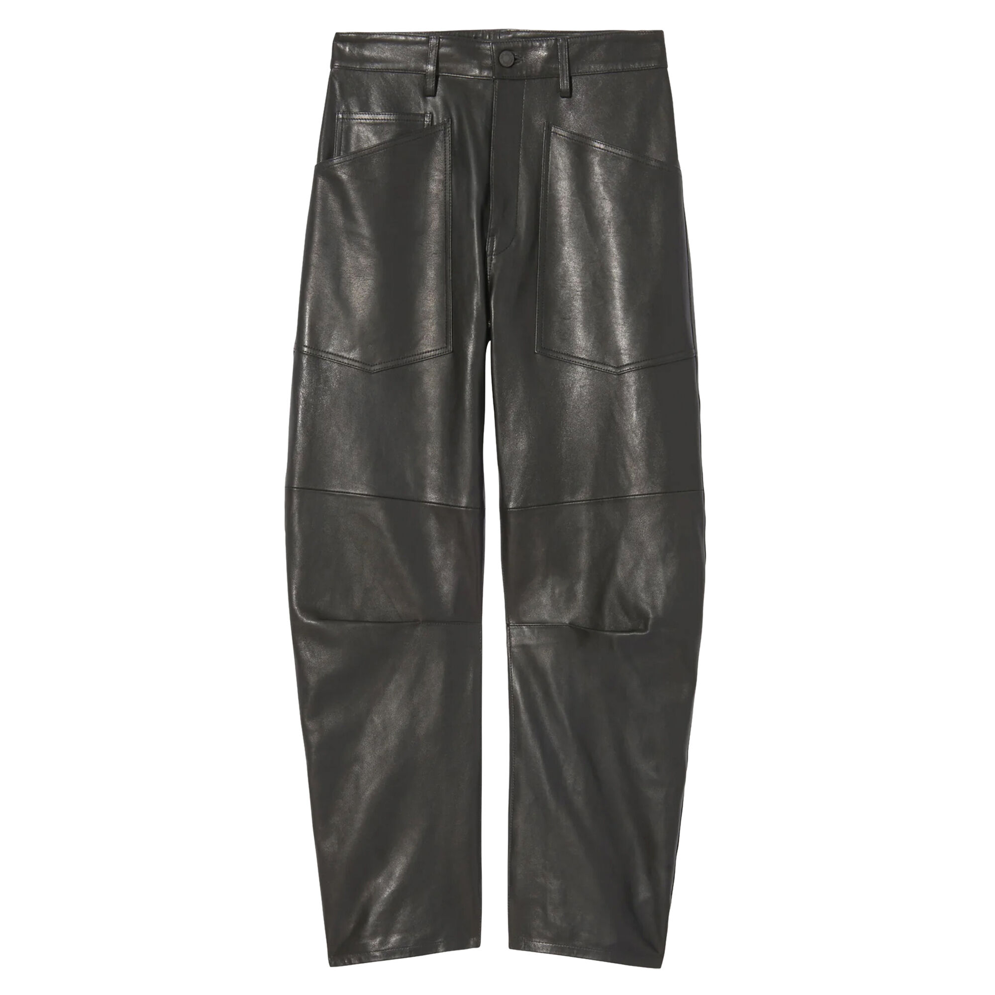 【mnem】Letch Coated Leather Pants Men's PU Leather Pants Skinny Side Lace Up Casual Streetwear