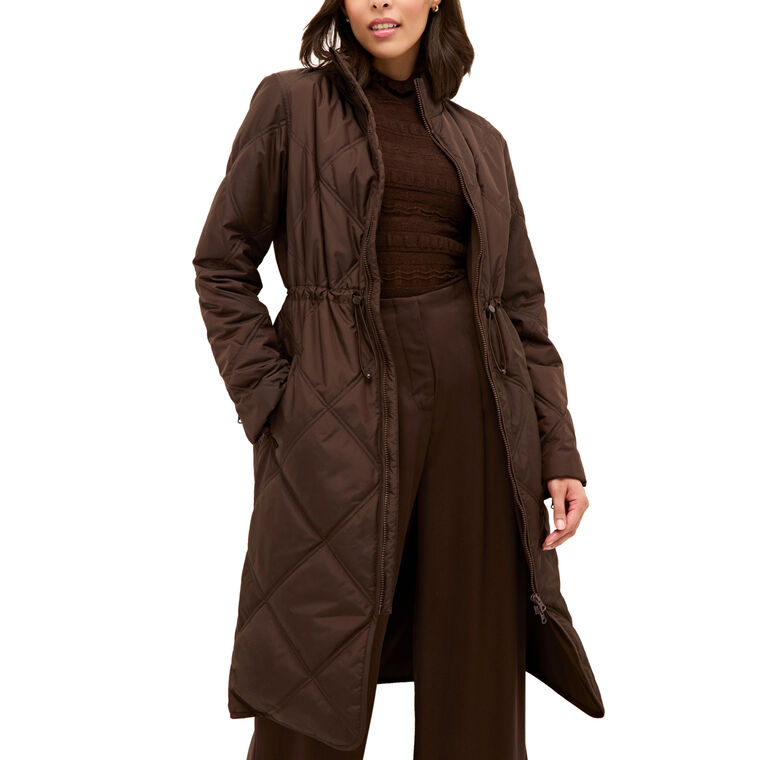 Aiden Quilted Knee-Length Coat image number null