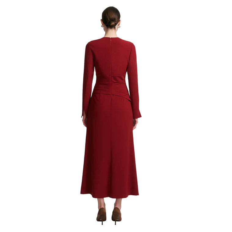 Floral Embroidery Long Sleeve Tie Waist Dress image number null
