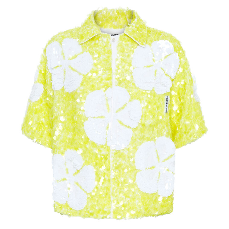 Hibiscus Embroidery Shirt image number null